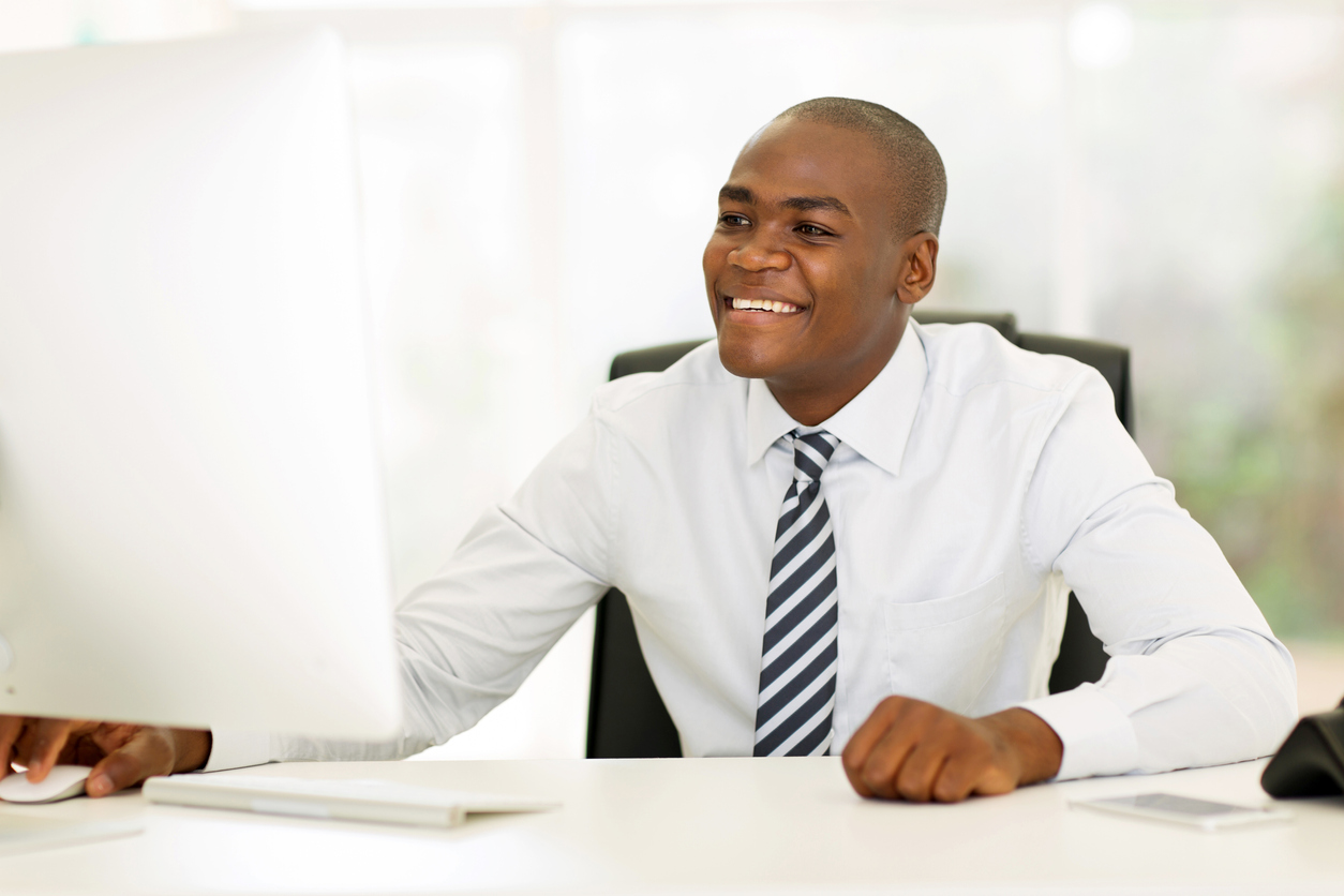 man on computer