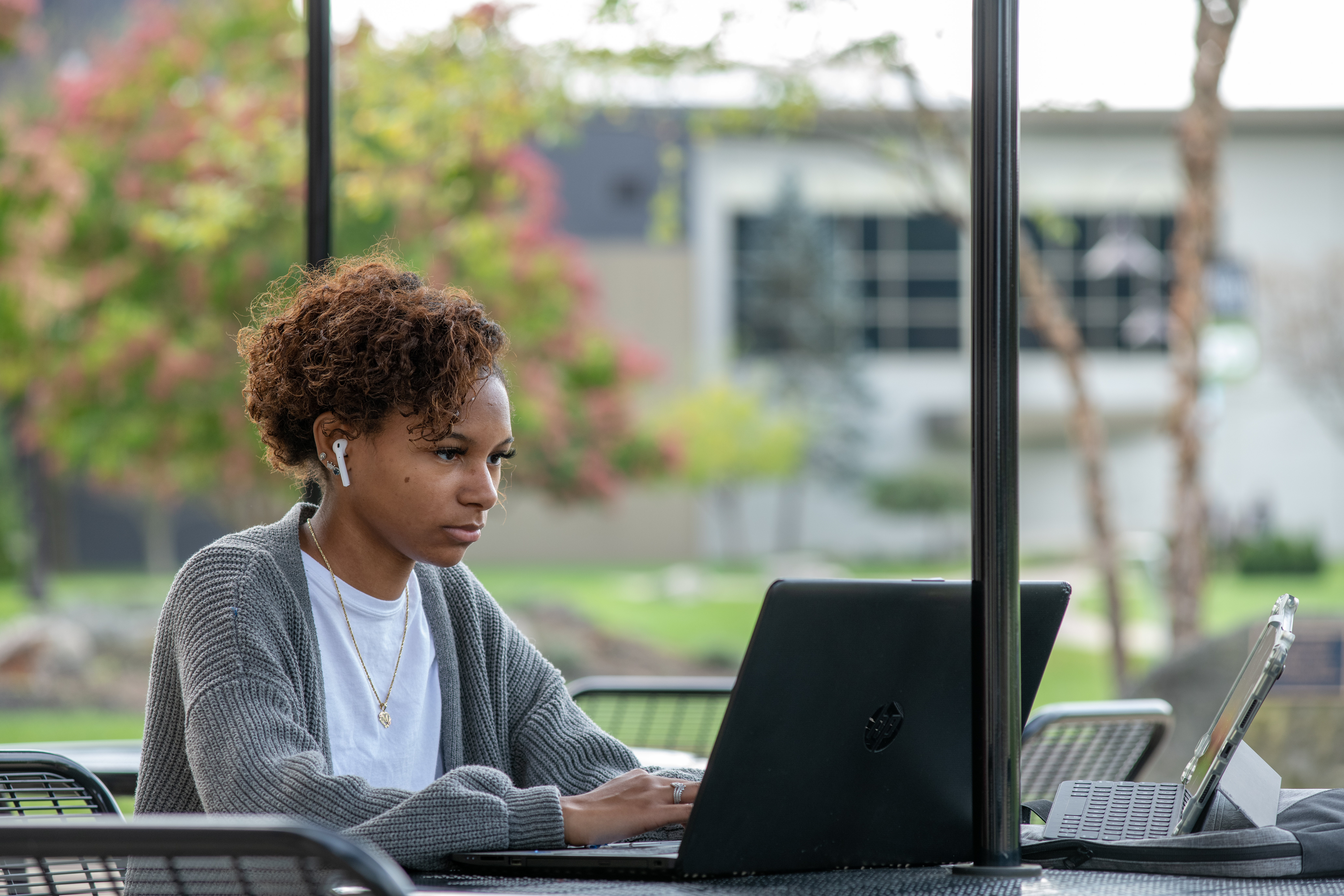 student using a computer