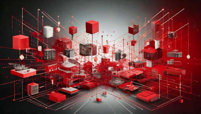 abstract image with many components floating