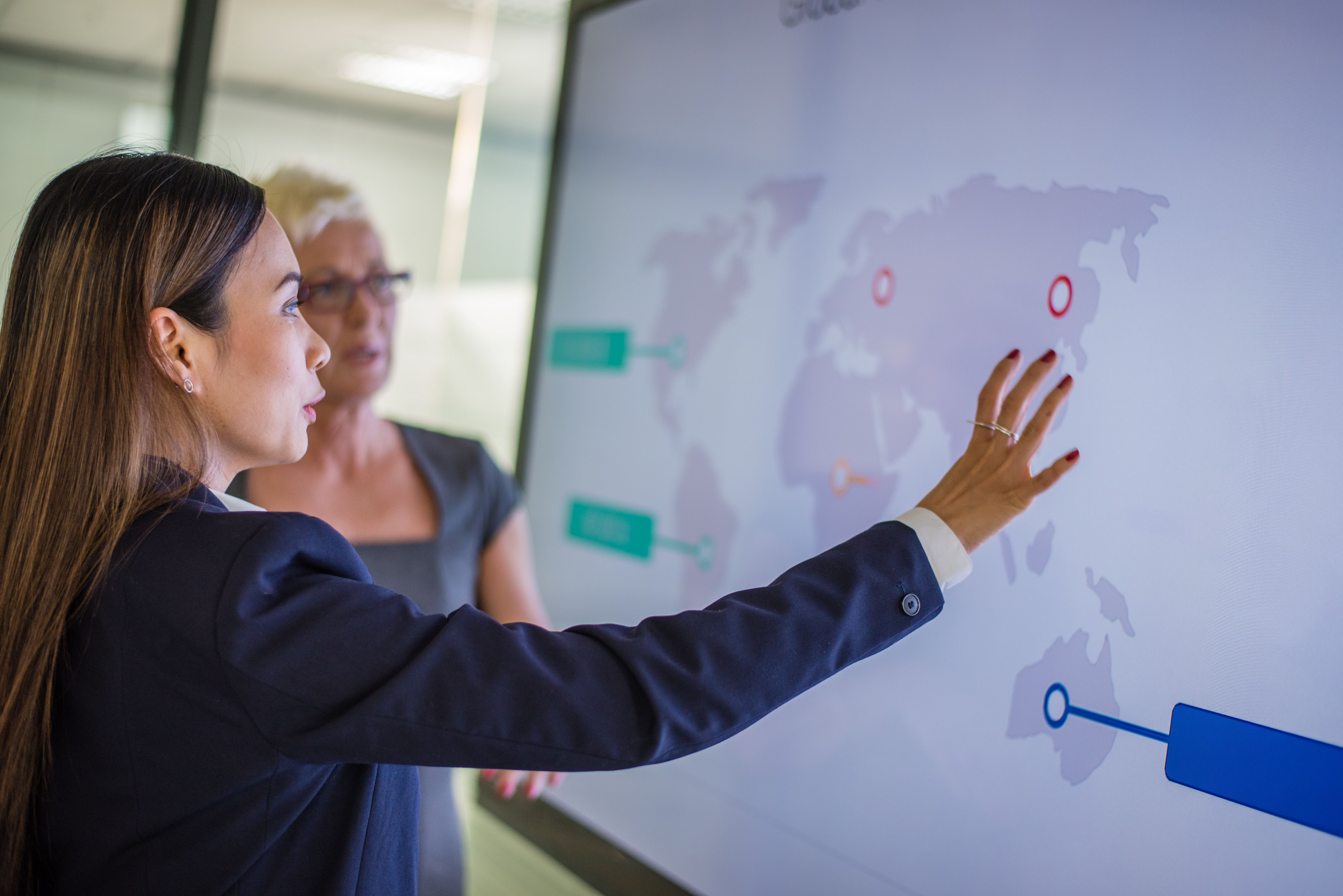 women with map