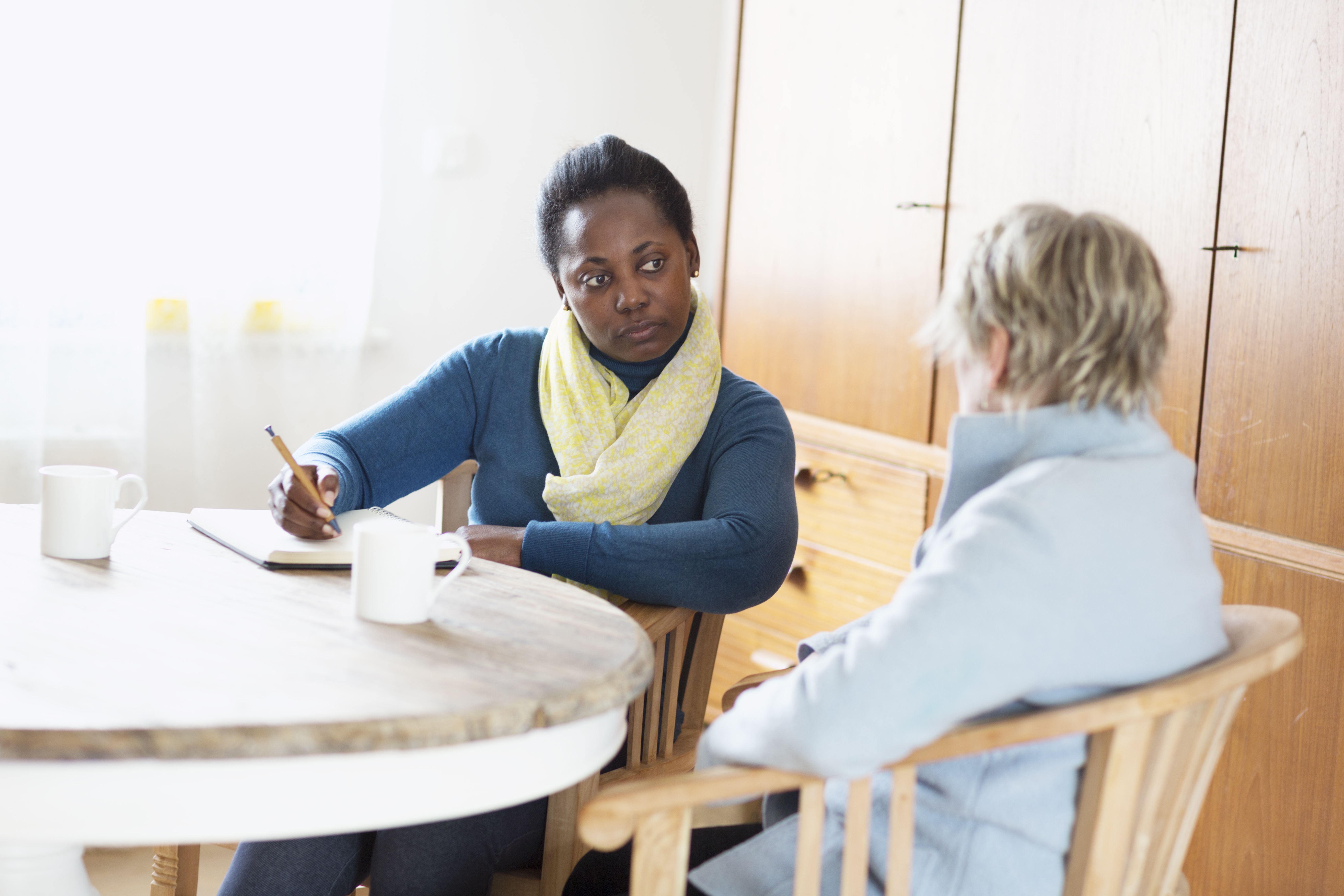 Two women talking