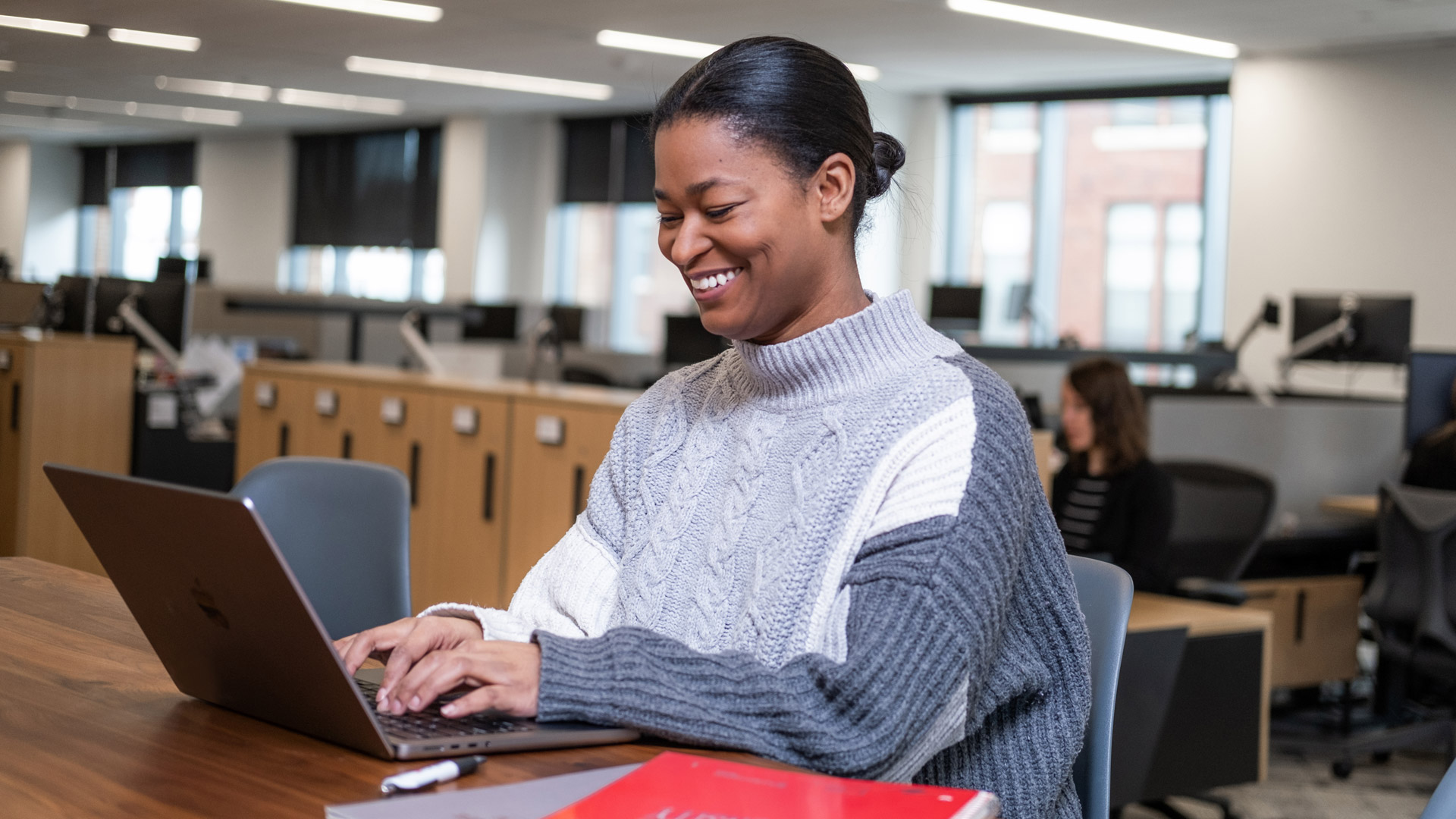 Student using a laptop