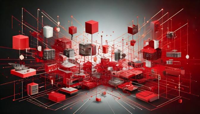 abstract image with many components floating